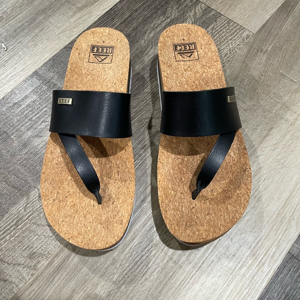 Reef Women's Black Cork Slide Sandals